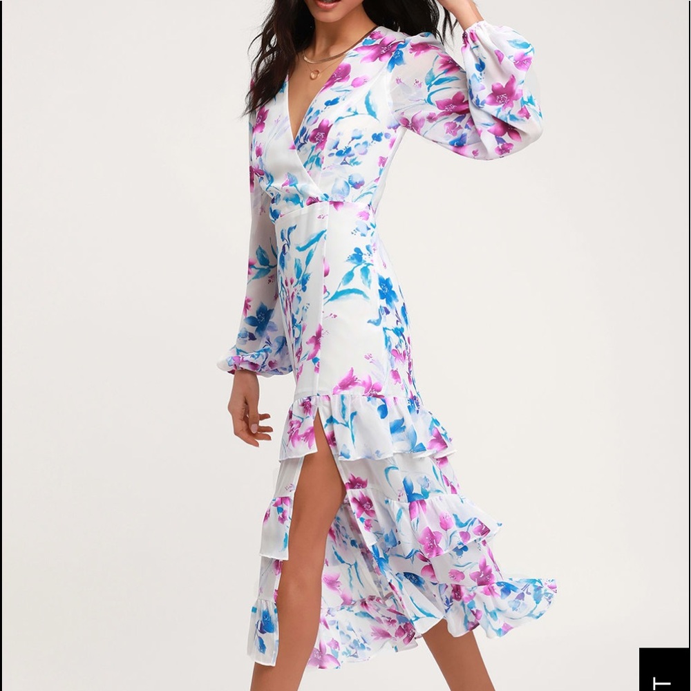 NWT Lulus Sweet Sunday Floral Ruffle Dress - Sm